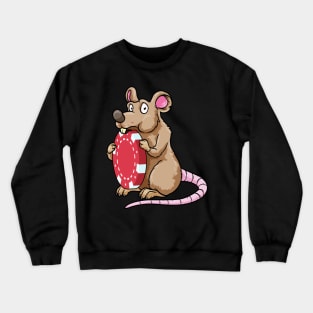 Beautiful rat is nibbling on a poker chip Crewneck Sweatshirt